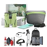 Swarovski My Junior Binoculars for Kids in Jungle Green Bundle Including Full Size Tripod, Tripod Adapter Mount, Backpack, Nature Notes Notebook, Carry Case for Binoculars, Full Cleaning Kit, and More