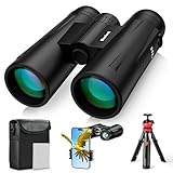 Binoteck 12x42 Binoculars for Adults High Powered - Compact BAK4 Binoculars with Tripod Phone Adapter Strap Clear Low Light for Bird Watching Hunting Cruise Ship Travel Concert