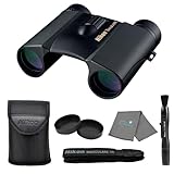 Nikon Trailblazer 10x25 ATB (8218) Black Binoculars Bundle with Lens Pen and Lens Cloth, Compact Lightweight Binoculars for Adults for Hunting, Birdwatching, All-Terrain Waterproof Binocular