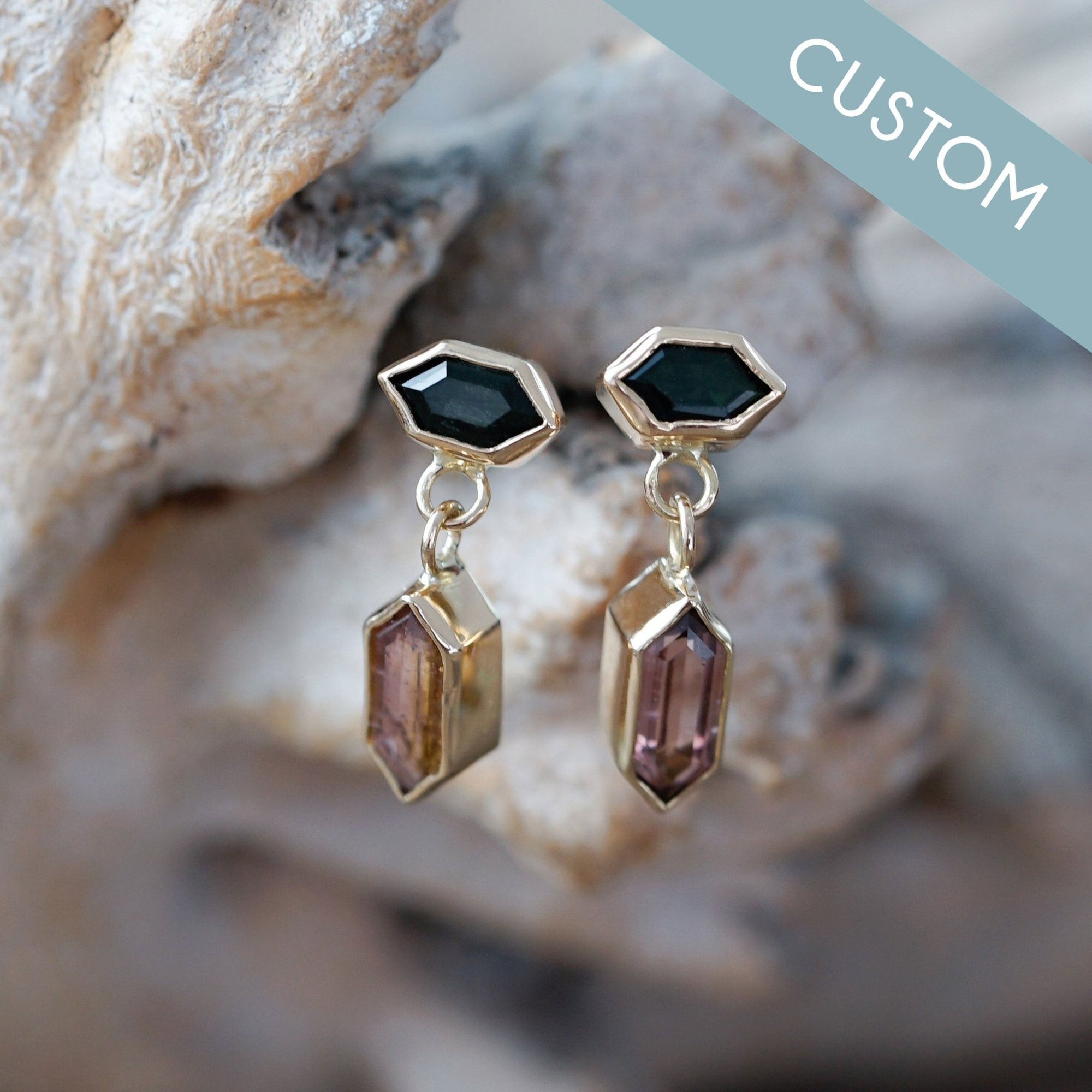 Custom Dangling Birthstone Earrings In Gold - Gardens of the Sun | Ethical Jewelry