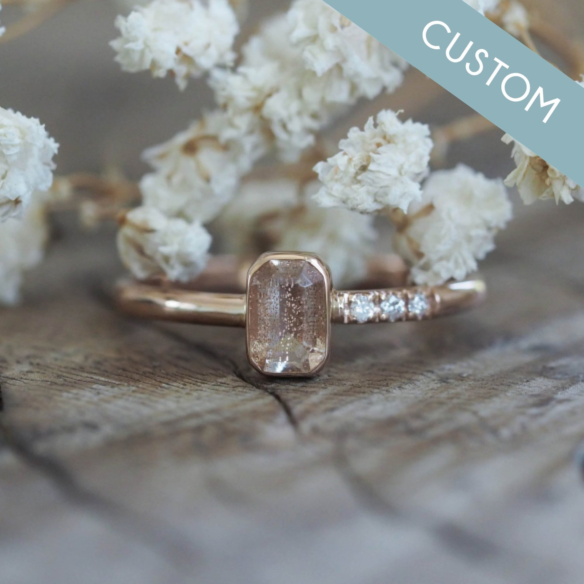 Custom Oregon Sunstone Ring in Gold - Gardens of the Sun | Ethical Jewelry