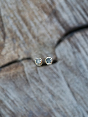 Salt and Pepper Diamond Earrings in Gold - Gardens of the Sun | Ethical Jewelry