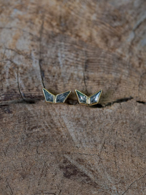 Double Kite Salt and Pepper Diamond Earrings - Gardens of the Sun | Ethical Jewelry  