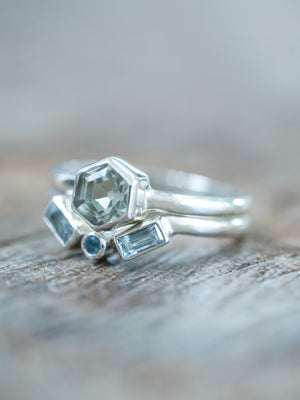 Green Amethyst and Aquamarine Ring - Gardens of the Sun | Ethical Jewelry
