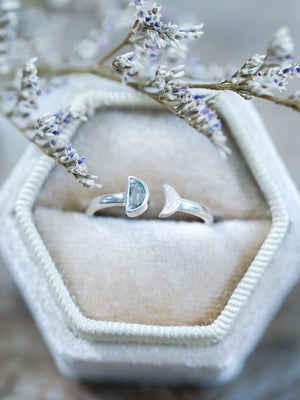 Open Aquamarine Moon Ring - Gardens of the Sun | Ethical Jewelry