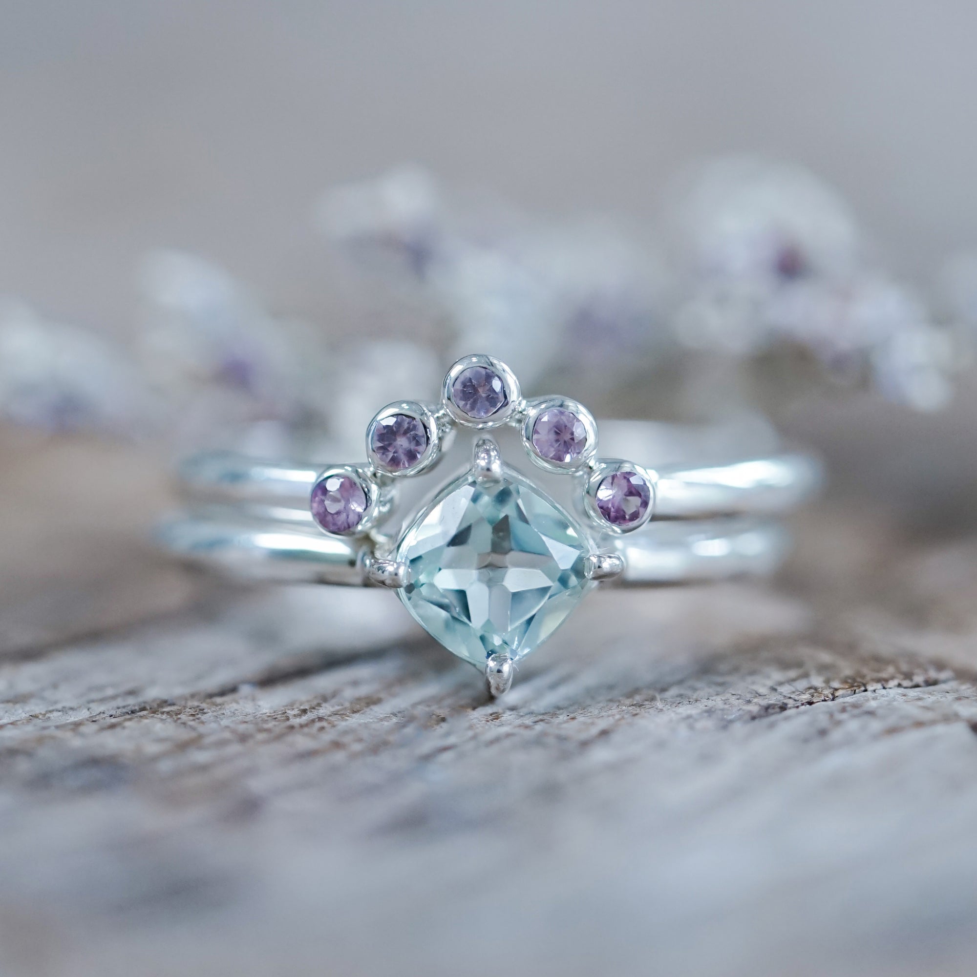 Topaz and Pink Sapphire Ring Set - Gardens of the Sun | Ethical Jewelry