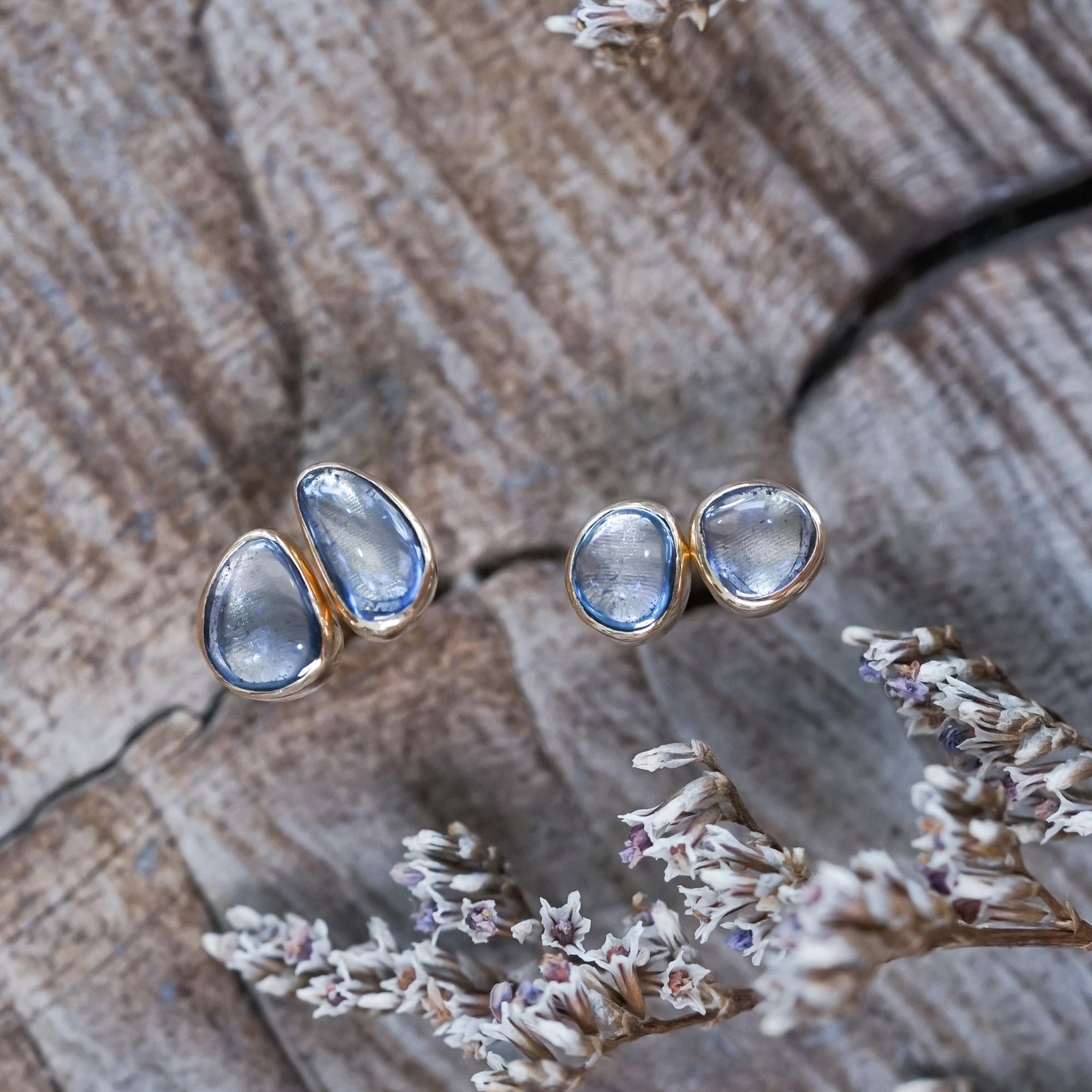 Yogo Sapphire Earrings in Ethical Gold - Gardens of the Sun | Ethical Jewelry